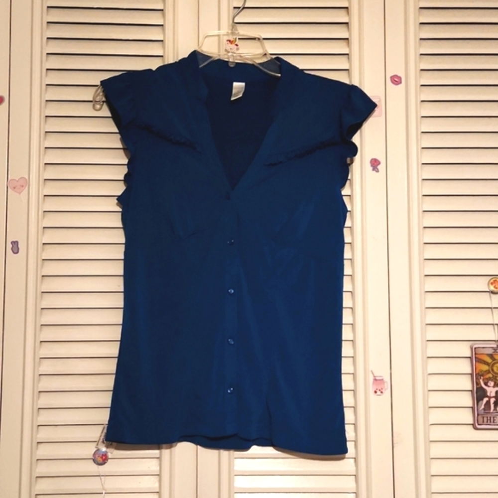 Merona 🍵 Teal Button Ruffle blouse